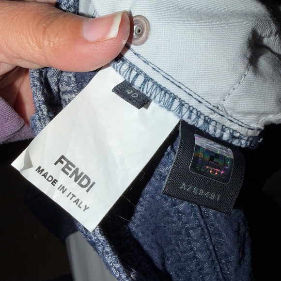FENDI Long Jeans Blue jeans with topstitching logo print - Picture 6 of 6